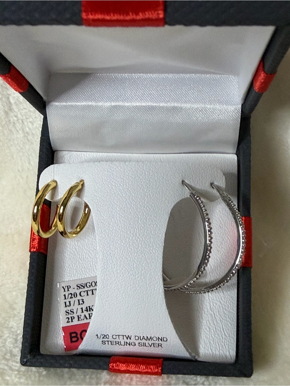 Sterling Silver and Gold Hoop Earrings Set - Two Pairs